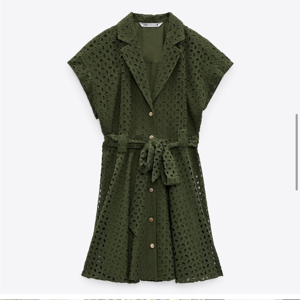 Zara Embroidered eyelet shirt dress size Xxlarge - Picture 5 of 12